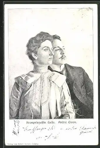 AK Kronprinzessin Luise von Sachsen und André Giron