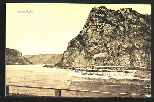 AK Loreleyfelsen, Rheindampfer
