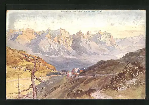 Künstler-AK Edward Harrison Compton: Karwendel-Gebirge vom Herzogstand