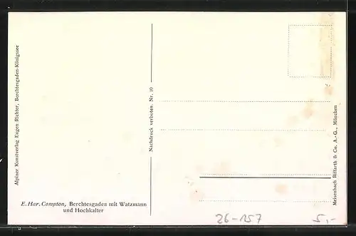 Künstler-AK Edward Harrison Compton: Berchtesgaden, Teilansicht mit Watzmann und Hochkalter