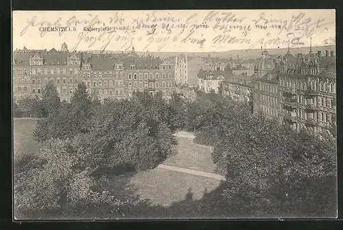 AK Chemnitz, Kaiserplatz aus der Vogelschau