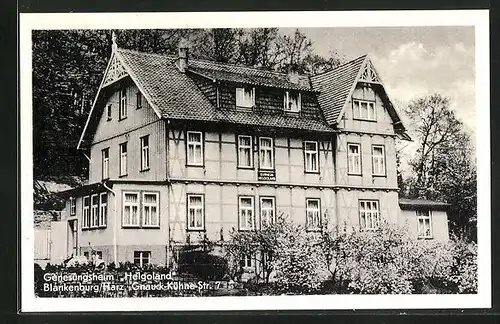 AK Blankenburg /Harz, Hotel Helgoland Gnauck-Kühne-Strasse 7