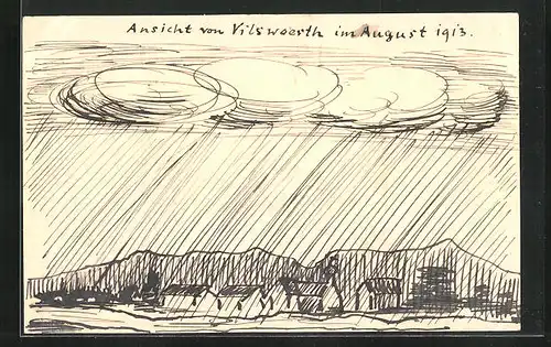Künstler-AK Handgemalt: Vilswörth, Teilansicht 1913