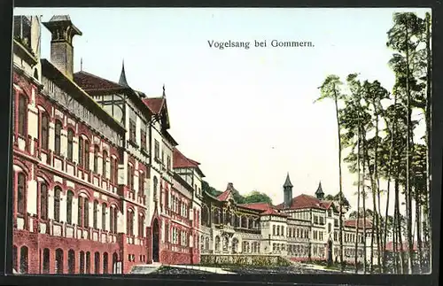 Goldfenster-AK Gommern, Heilstätte mit leuchtenden Fenstern