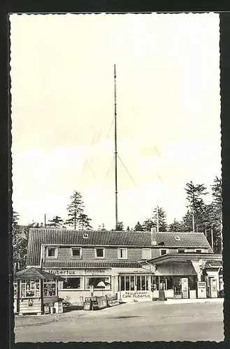 AK Braunlage / Harz, Hotel-Restaurant Café Hubertus, Antenne eines Radiosenders