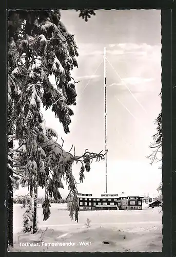 AK Torfhaus, Blick zum schneebdeckten Fernsehsender-West