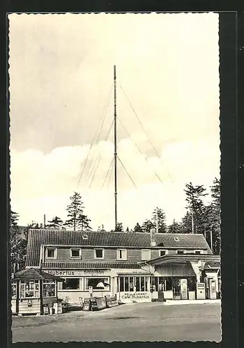 AK Braunlage / Harz, Hotel-Restaurant Café Hubertus, Antenne eines Radiosenders