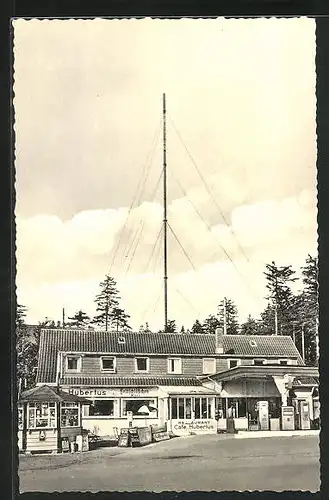 AK Braunlage / Harz, Hotel-Restaurant Café Hubertus, Antenne eines Radiosenders