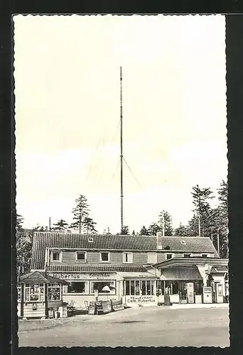 AK Braunlage / Harz, Hotel-Restaurant Café Hubertus, Antenne eines Radiosenders