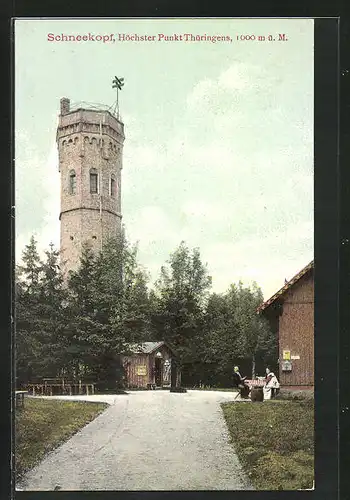 AK Gehlberg / Thür., Schneekopf mit Aussichsturm und Gasthaus