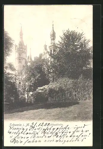 AK Schwerin i. M., Blick zur Schlosskirche