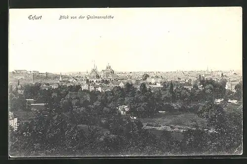 AK Erfurt, Blick von der Grolmannshöhe