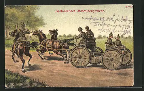 Künstler-AK Bruno Bürger & Ottillie Nr. 8762: Auffahrendes Maschinengewehr