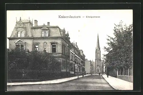 AK Kaiserslautern, Kirche und Gebäude in der Königstrasse