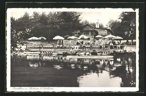 AK Gifhorn, Gäste im Waldrestaurant Pavillon am Heidesee