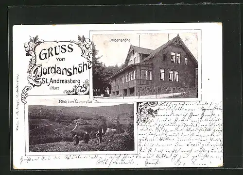 AK St. Andreasberg / Harz, Gasthaus Jordanshöhe, Blick vom Damenpfad