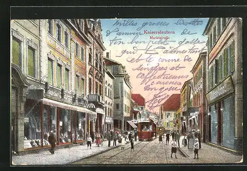 AK Kaiserslautern, Marktstrasse, Strassenbahn