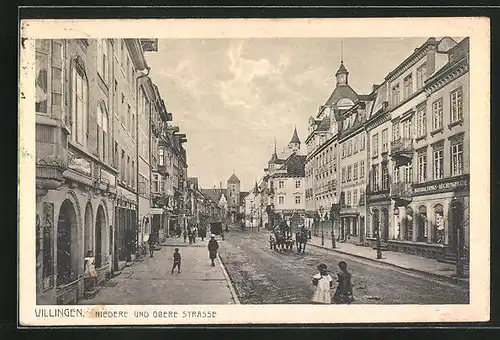 AK Villingen, Nieder und Obere Strasse, Rathaus