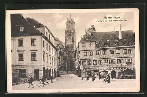 AK Memmingen, Marktplatz mit Martinskirche