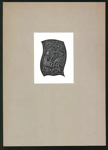 Exlibris V. Jörgensen, Leinwand mit Pinsel