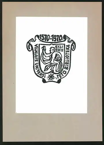 Exlibris Vilniaus Universiteto Biblioteka, Wappen mit einem Mann in Akt