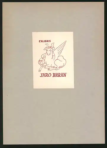 Exlibris Jaro Beran, Stier mit Flügeln