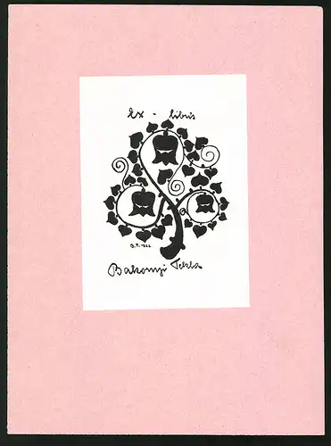 Exlibris Bakomj Tekla, Blume mit Herzen