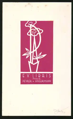 Exlibris Maria Peyrer Angermann, Blume in der Vase