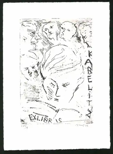 Exlibris Kabelitz, Köpfe von Menschen malerisch Dargestellt