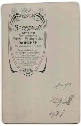 Fotografie Samson & Co, München, Neuhauserstrasse 7, älterer Herr mit prächtigem Schnauzbart