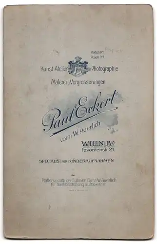 Fotografie Paul Eckert, Wien, Favoritenstrasse 21, Portrait bürgerlicher Herr mit Oberlippenbart