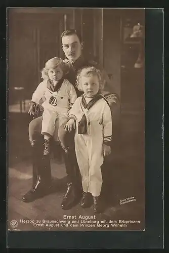 AK Ernst August Herzog von Braunschweig mit dem Erbprinzen Ernst August und dem Prinzen Georg Wilhelm