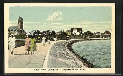 AK Cuxhaven, Promenade am Meer