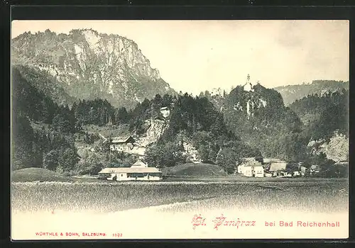 AK Bad Reichenhall, St. Pankraz mit Gebirge