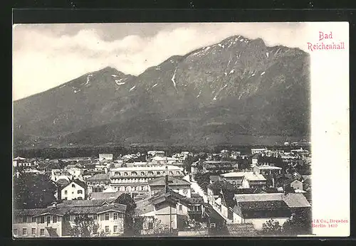 AK Bad Reichenhall, Totalansicht aus der Vogelschau mit Alpenmassiv