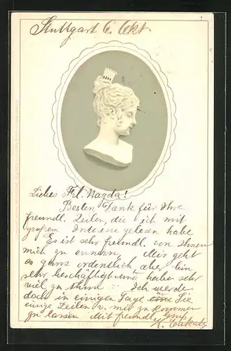 AK Büste einer Dame im Profil, Jugendstil