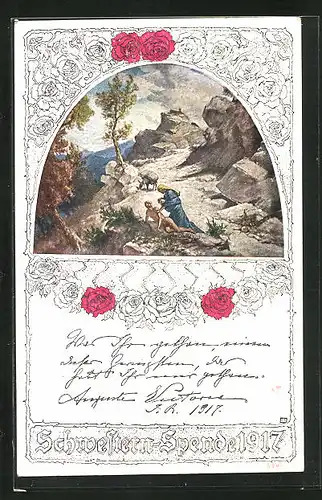 Künstler-AK Rotes Kreuz, Schwestern-Spende 1917