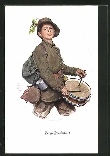 Lithographie Kinder Kriegspropaganda, Jung-Deutschland
