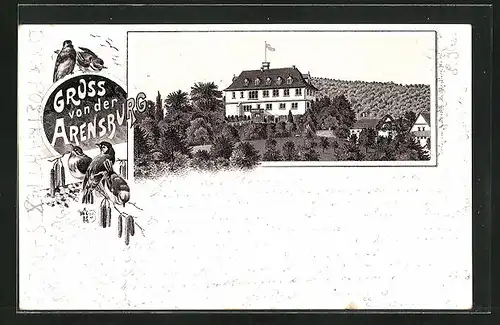 Lithographie Rinteln, Schloss Arensburg