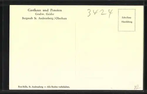 AK St. Andreasberg, Pension u. Gasthaus Geschw. Geisler