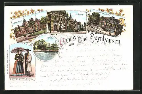 Lithographie Oeynhausen, Hotel zum Pavillon, Am Kurpark, Am Siel