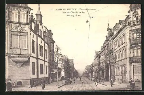 AK Kaiserslautern, Eisenbahnstrasse mit Zigarrengeschäft