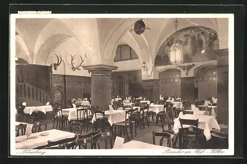 AK Nürnberg, Gasthaus Bamberger Hof, Keller, Innenansicht