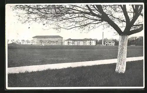 AK Karlsruhe-Rüppurr, Evangelische Diakonissen-Anstalt, Blick von Süden auf Krankenhaus, Mutterhaus und Pfarrhaus