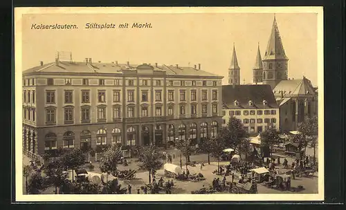 AK Kaiserslautern, Stiftsplatz mit Kirche und Markt