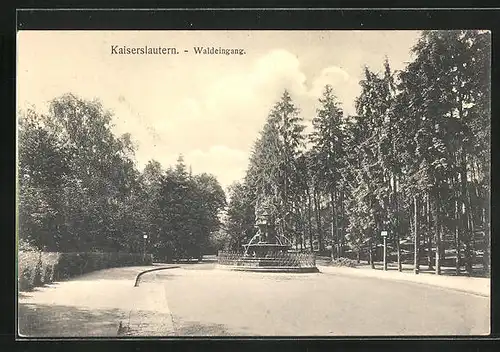 AK Kaiserslautern, Waldeingang mit Brunnen