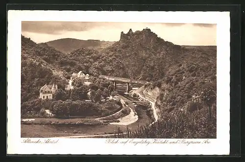 AK Altenahr /Ahrtal, Blick auf Engelsley, Viadukt und Burgruine Are