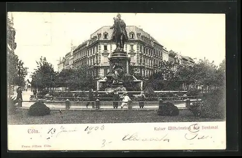 AK Köln-Neustadt, Kaiser Wilhelmring mit Denkmal