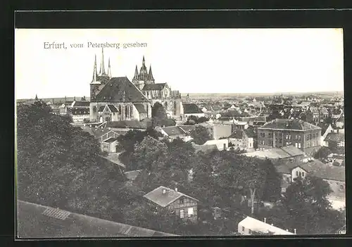 AK Erfurt, Ortsansicht vom Petersberg aus