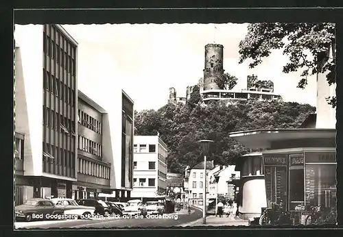 AK Bad Godesberg /Rhein, Strassenpartie mit Godesburg